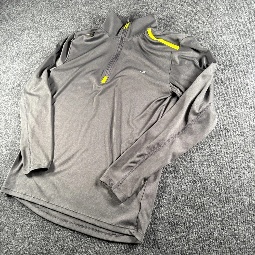 Gap Fit T-Shirt Boys XL Charcoal Gray Quarter Zip Stand Up‎ Collar Performance